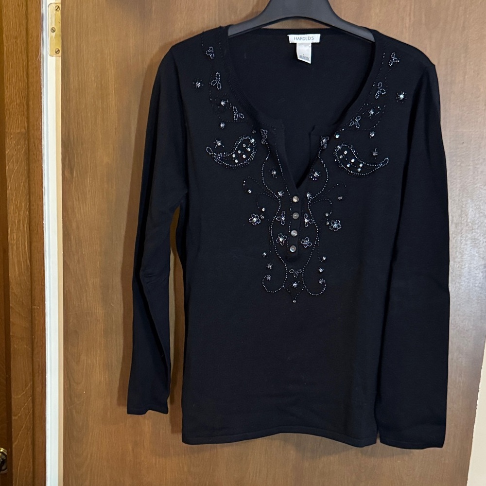 Black Embellished Sweater Size Large